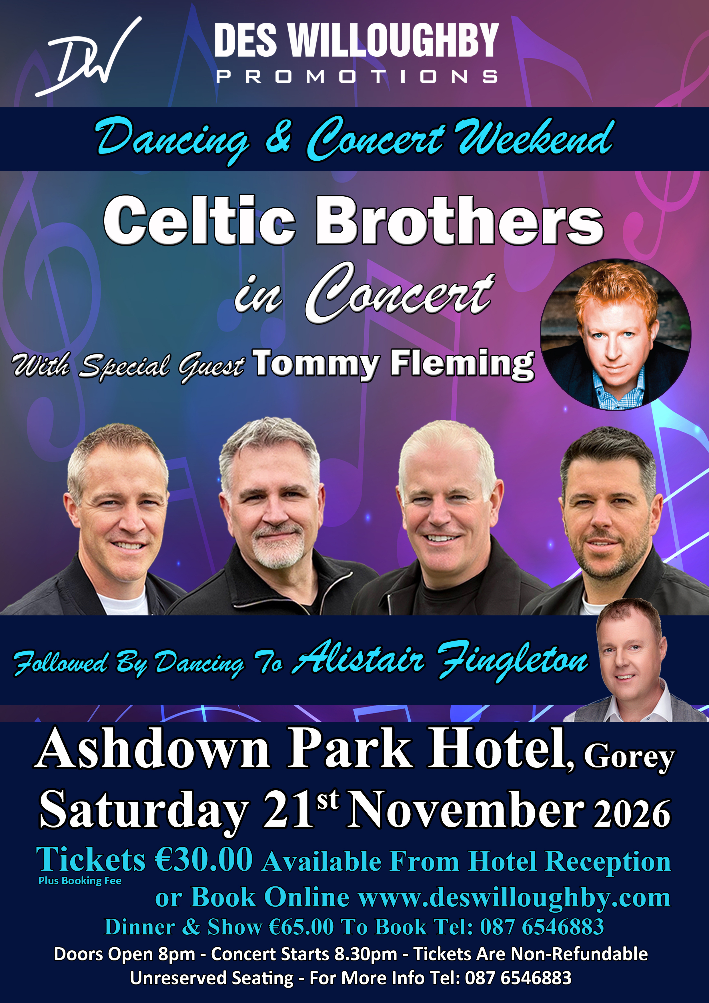 NOVEMBER CONCERT & DANCING WEEKEND SAT 21st NOVEMBER 2026 WALK UP